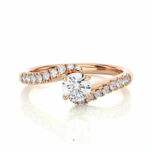  Round Cut Diamond 4 Prong Set Bypass Engagement Ring For Women