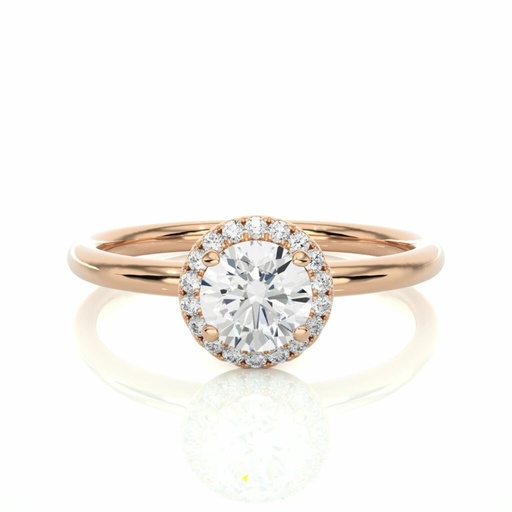  Round Cut Diamond 4 Prong Set Halo Engagement Ring For Women