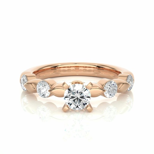  Round Cut Diamond 4 Prong Set 5 Stone Engagement Ring For Women