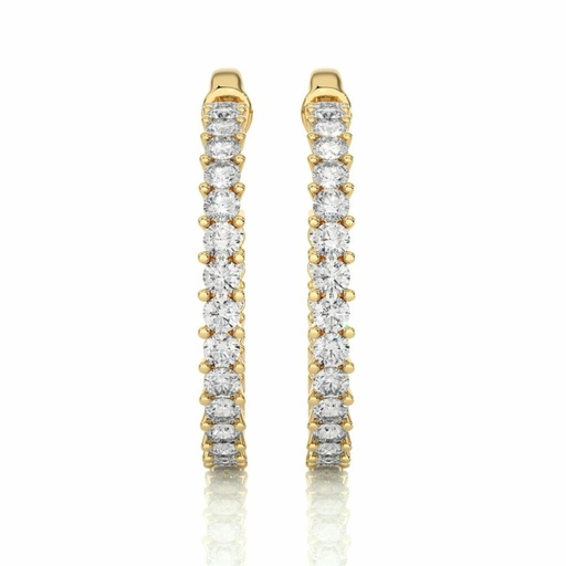 Round Cut Prong Setting Diamond Inside Out Hoop Earrings For Women