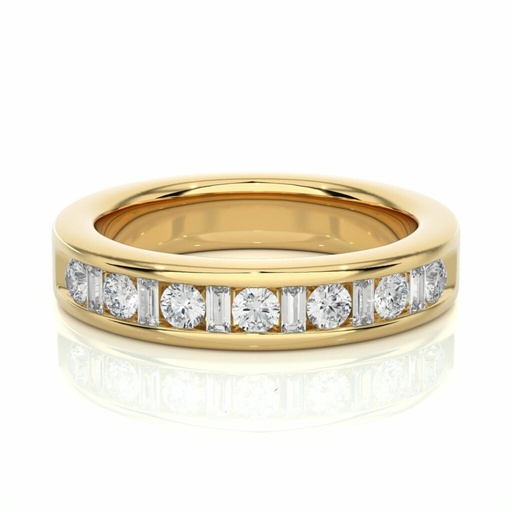  Round And Baguette Cut Diamond Half Eternity Wedding Band For Women