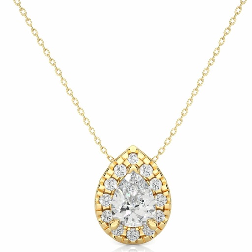  Pear And Round Shaped Halo Diamond Pendant For Women
