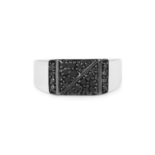 Round Cut Diamond Pave Setting Black Diamond Gift Ring for Men