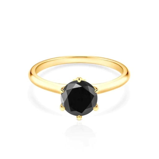  Round Shape Solitaire Black Diamond Wedding Ring For Women