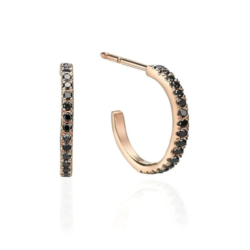 Black Round Cut Diamond Half Hoop Earrings For Women