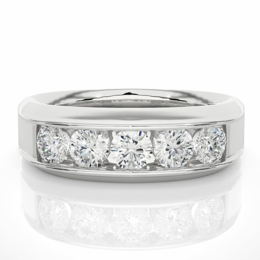 Round Cut Channel Set Diamond Wedding Band In White Gold