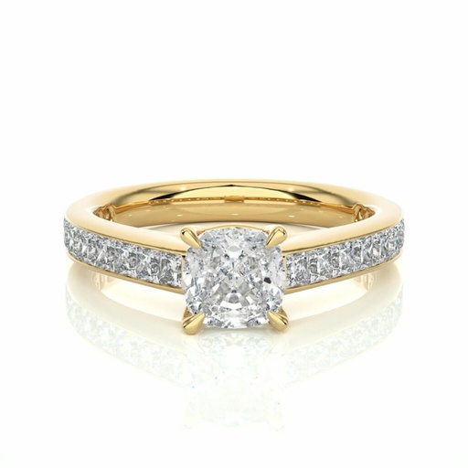  Cushion And Princess Cut Prong Setting Diamond Engagement Ring For Women