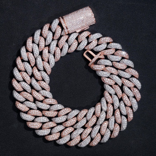 Round Cut Dimond Miami Cuban Link Chain Hip Hop Necklace for Men