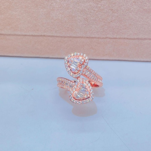 Round And Baguette Diamond Hip Hop Style Ring For Women