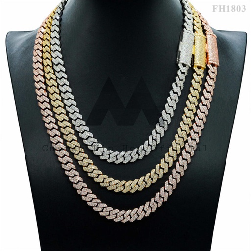 Sterling Silver Iced Out 2 Links  Cuban Link Chain Pass Diamond Tester