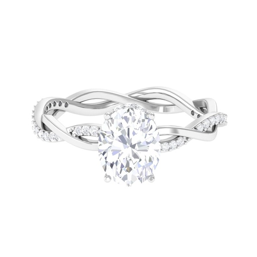 Oval Solitaire Braided Ring for Women (D-VS1 Quality)  925 Sterling Silver,
