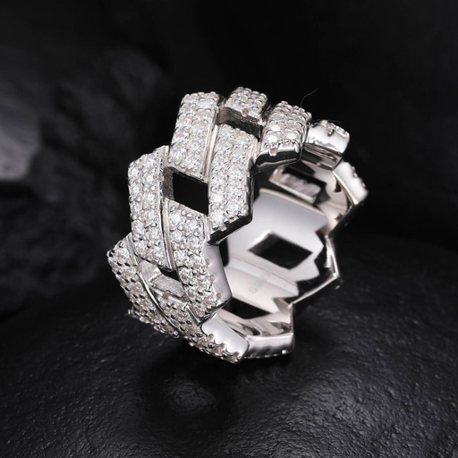 Moissanite Prong Cuban Ring