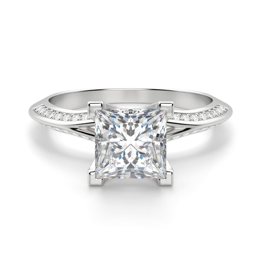 Princess Cut Diamond Knife Edge Split Shank Anniversary Ring for Women