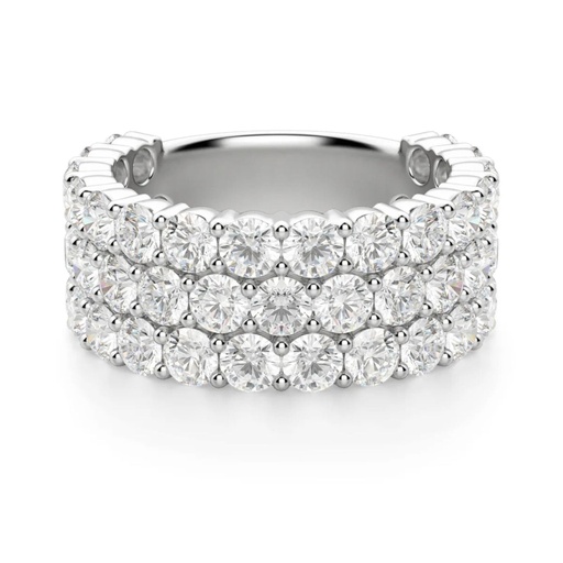 Round Cut Diamond Bold Pave Set Semi Eternity Wedding Band For Women
