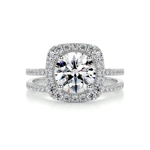 Round Diamond Halo Bridal Set For Women