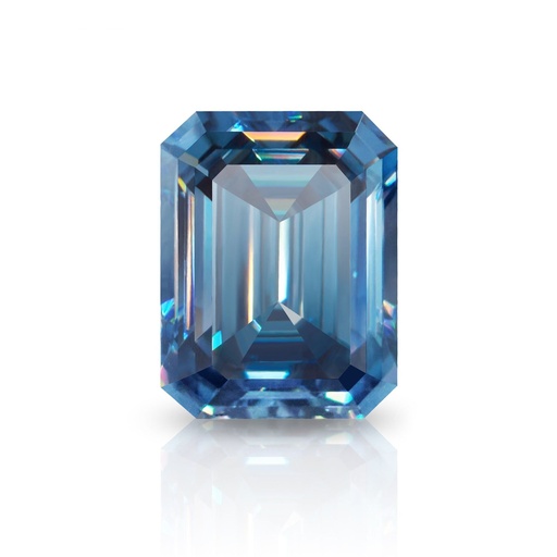 Loose Moissanite Royal Vivid Blue Clean Emerald Cut 8.00 x 6.00 MM