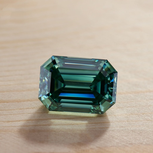 Loose Moissanite Emerald Vivid Green Clean Emerald Cut 14.00 x 12.00 MM
