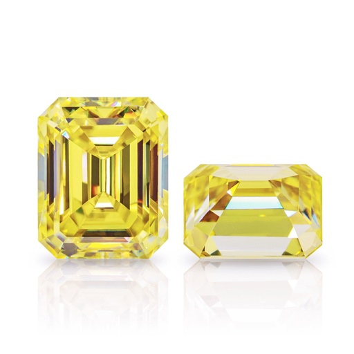 Loose Moissanite Canary Vivid Yellow Clean Emerald Cut 9.00 x 7.00 MM