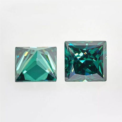 Loose Moissanite Emerald Vivid Green Clean Princess Cut 7.50 MM