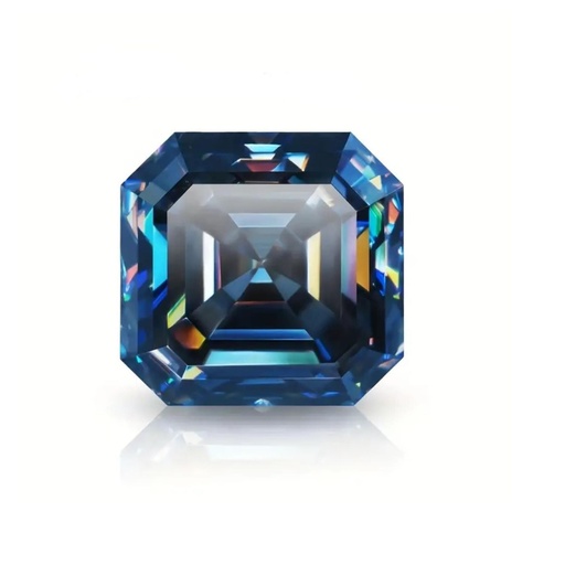 Loose Moissanite Royal Vivid Blue Clean Asscher Cut 6.00 MM