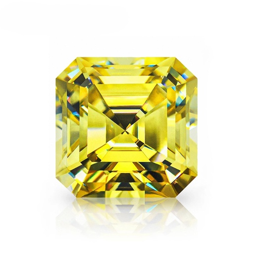 Loose Moissanite Canary Vivid Yellow Clean Asscher Cut 12.00 MM