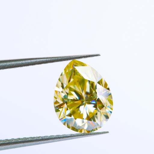 Loose Moissanite Canary Vivid Yellow Clean Pear Cut 7.00 x 5.00 MM