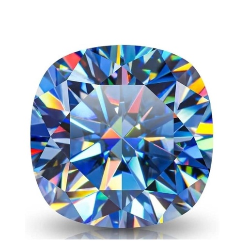 Loose Moissanite Royal Vivid Blue Clean Cushion Cut 8.50 MM