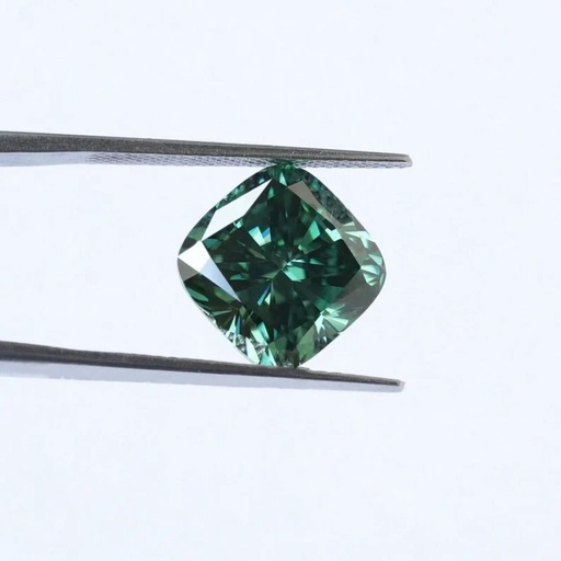 Loose Moissanite Emerald Vivid Green Clean Cushion Cut 10.50 MM
