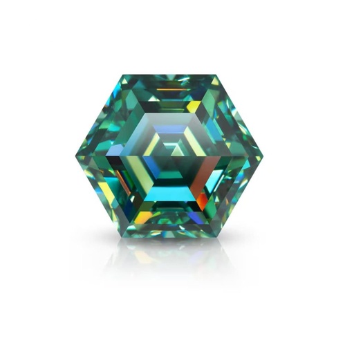 Loose Moissanite Emerald Vivid Green Clean Hexagon Cut 5.00 MM