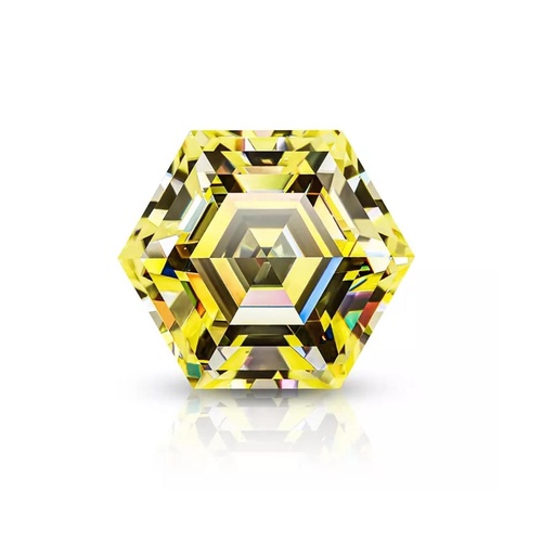 Loose Moissanite Canary Vivid Yellow Clean Hexagon Cut 9.00 MM