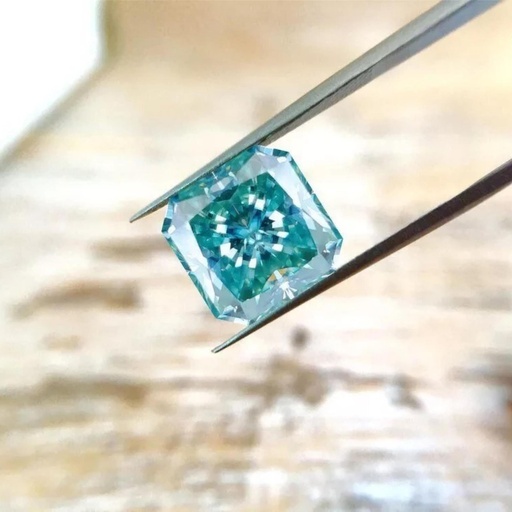 Loose Moissanite Blue Clean Square Radiant Cut 9.50 MM