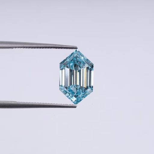 Loose Moissanite Fancy Blue Clean Long Hexagon Cut 9.00 x 7.00 MM