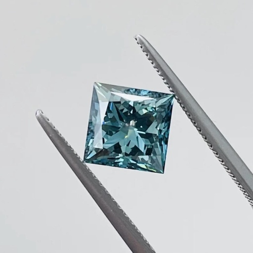 Loose Moissanite Fancy Blue Clean Princess Cut 6.50 MM